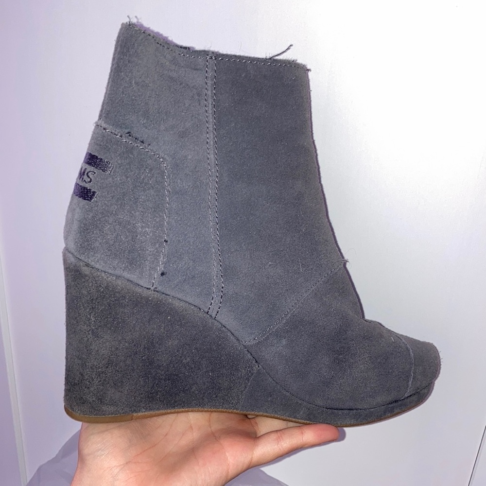 TOMS Grey Wedge Heels